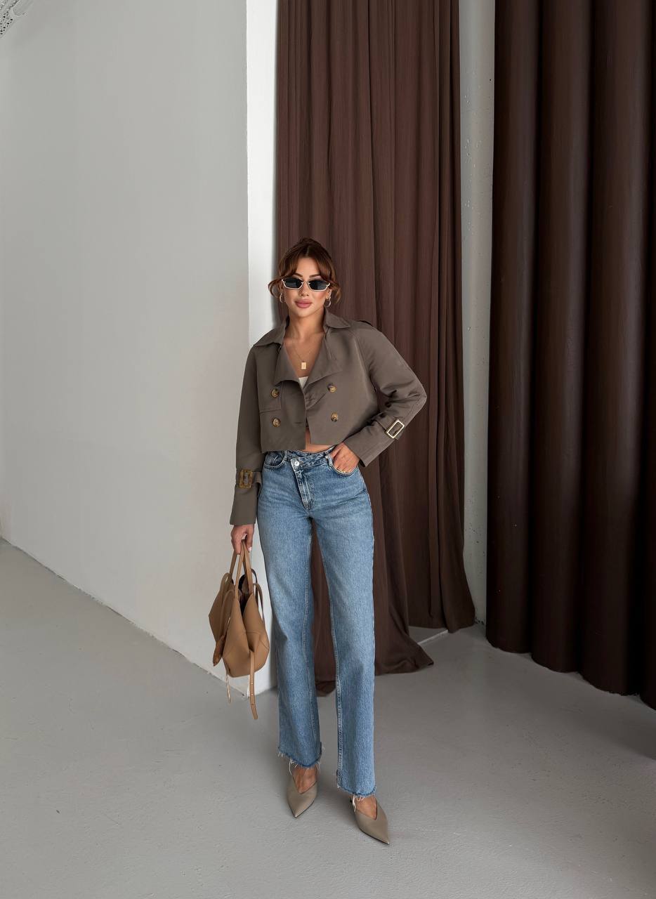 Pamuklu Mini Trench Coat